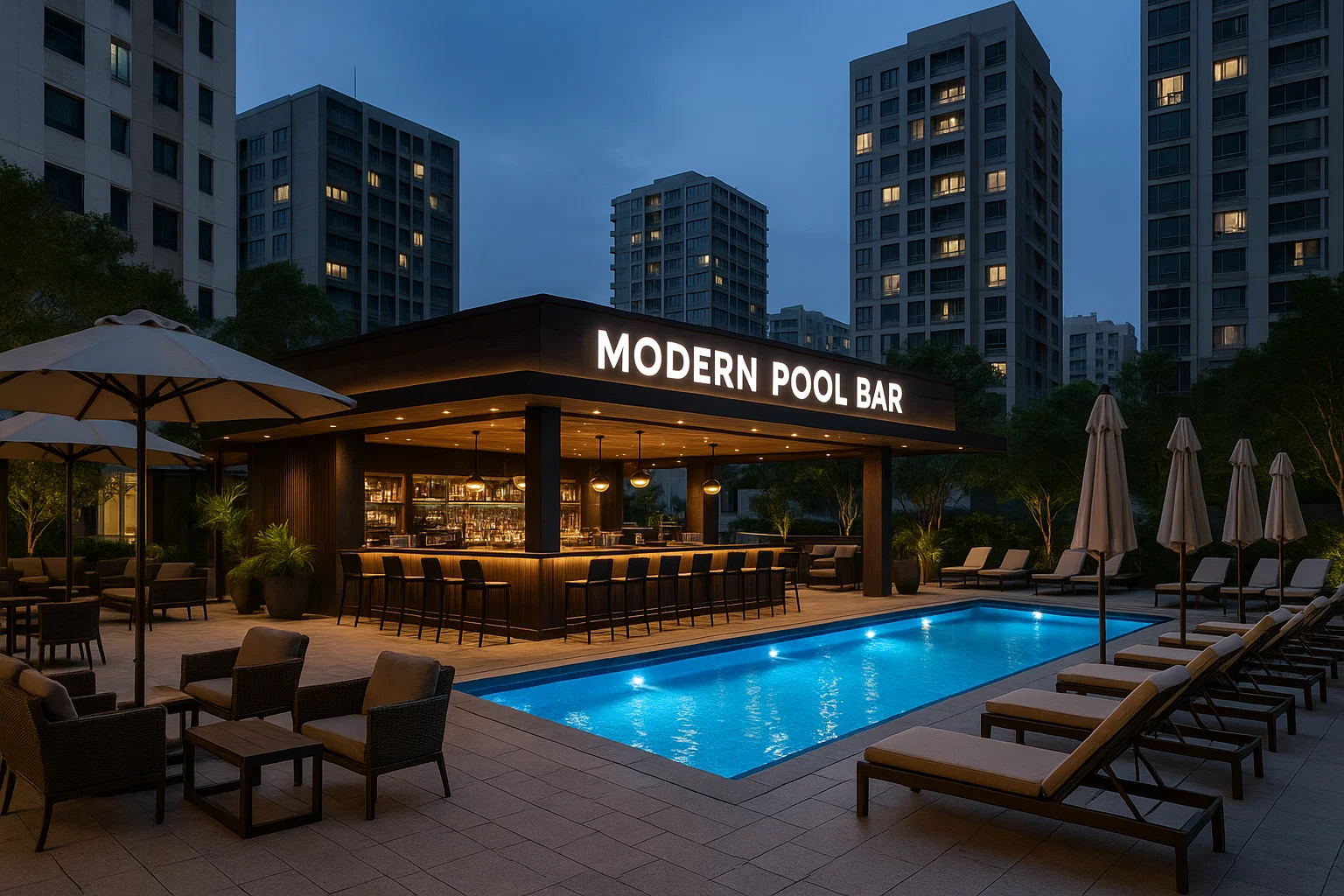 Pool Bar phong cách hiện đại
